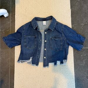 No Boundaries Blue Denim Crop Top